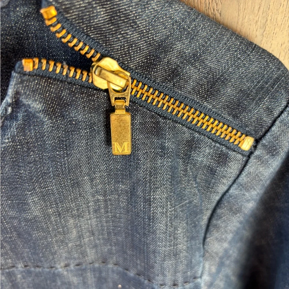 Martha Stewart Everyday Denim Top with Gold Accent - Picture 3 of 5